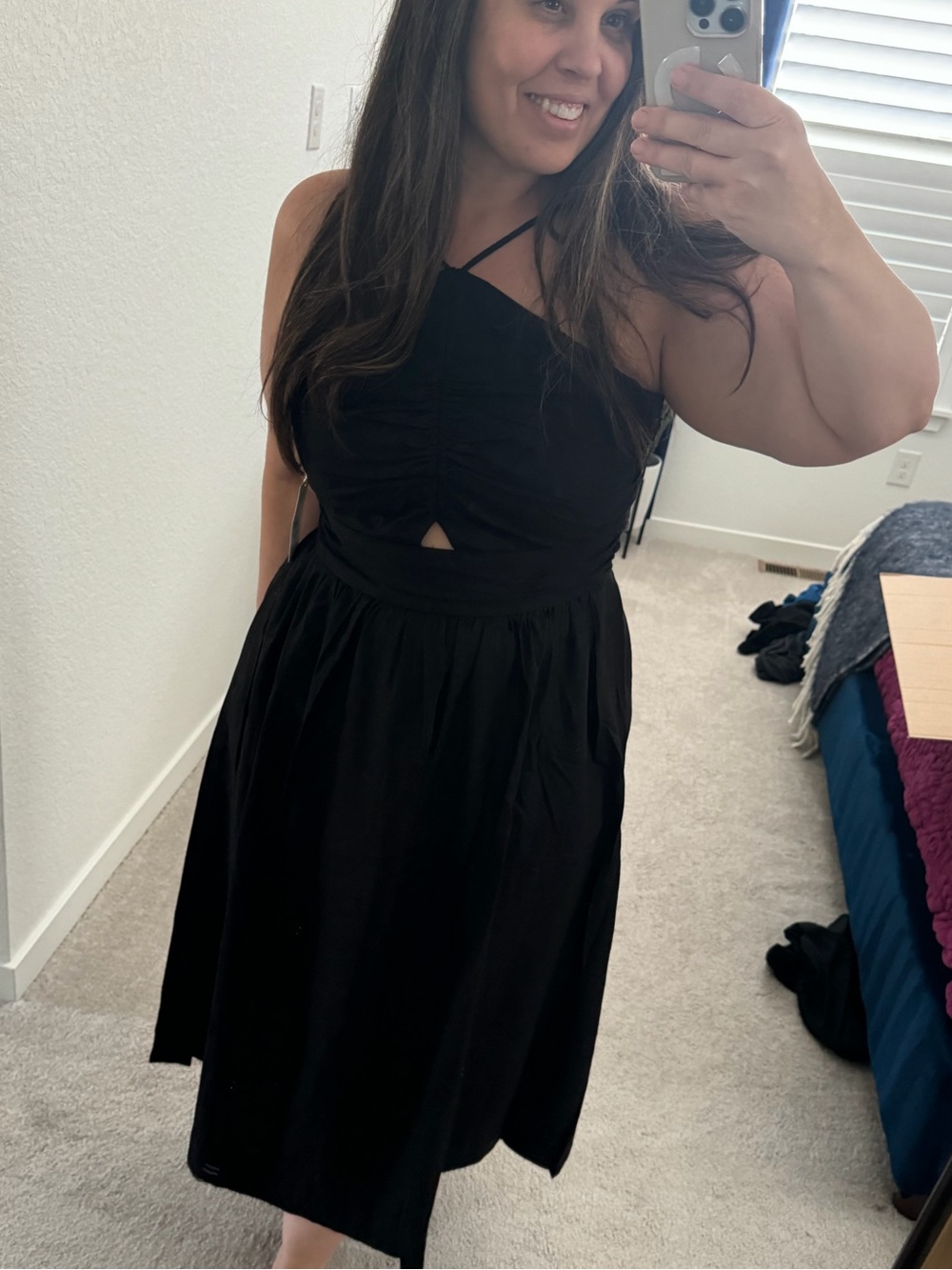 ✨NWT✨ FREE ASSEMBLY Strappy Ruched Midi Cutout Dress - Large